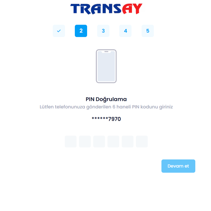 Online sözleşme PIN doğrulama adımı