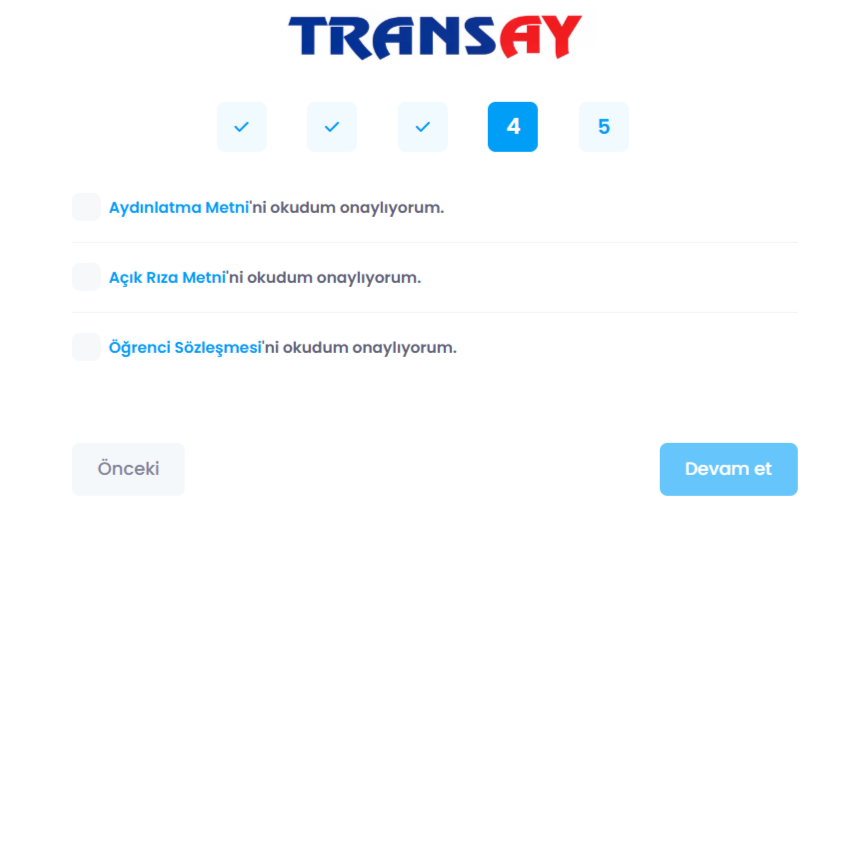 Online sözleşme metin onay adımı