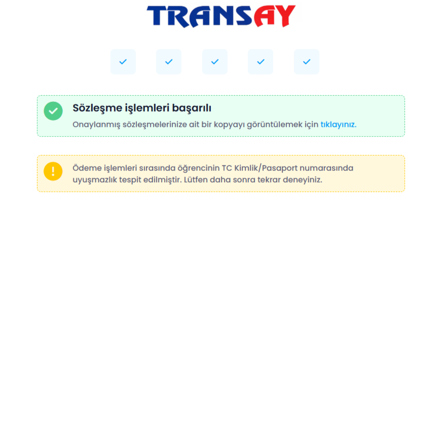 Online sözleşme başarıyla tamamlama adımı